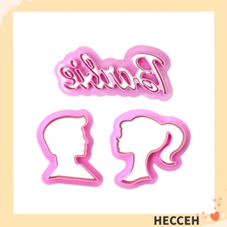 Hecceh แม่พิมพ์ซิลิโคน รูปเจ้าหญิงบาร์บี้ สีชมพู สําหรับทําขนม บิสกิต แฮนด์เมด DIY 3 ชิ้น