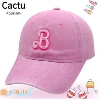 Cactu หมวกเบสบอล หมวกบังแดด ปักลายตัวอักษร บาร์บี้ ปรับได้ สีพื้น สําหรับเด็กผู้หญิง