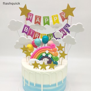 Flashquick ป้ายธงปักหน้าเค้กวันเกิด กันฝน สีสันสดใส 5 ชิ้น