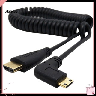 [Sy] สายเคเบิลอะแดปเตอร์สปริง HDMI เป็น HDMI ตัวผู้ 90 องศา สําหรับ SLR PC