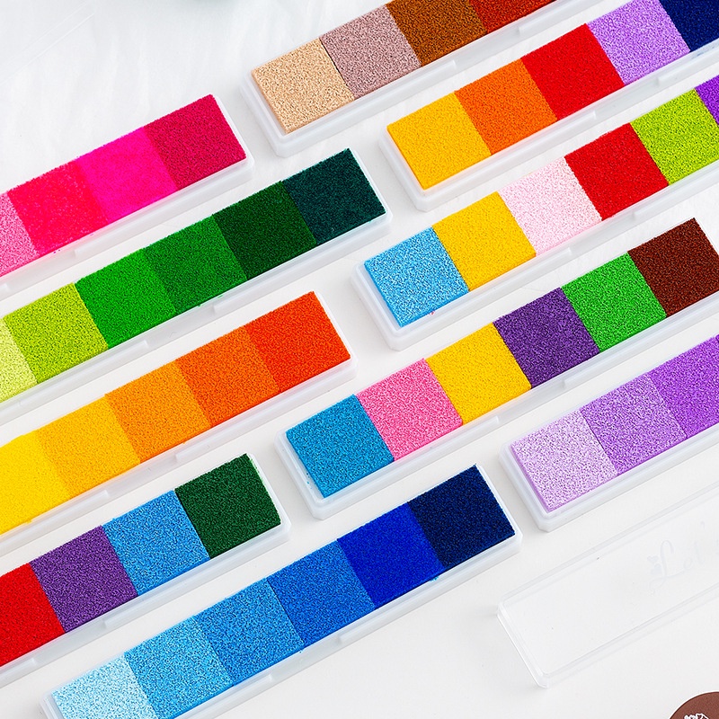 Long Gradient Candy-Colored Inkpad DIY Gradient Multi-Color Stamp Pad เด็กนิ้วมือภาพวาดขนาดเล็ก Inkpad 10 รุ่น