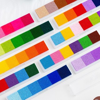 Long Gradient Candy-Colored Inkpad DIY Gradient Multi-Color Stamp Pad เด็กนิ้วมือภาพวาดขนาดเล็ก Inkpad 10 รุ่น