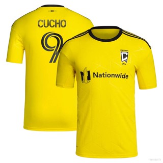 Ani 2023 MLS Cucho Hernandez Columbus Crew Jersey เสื้อยืดลําลอง แขนสั้น สีเหลือง เหมาะกับการเล่นกีฬา พลัสไซซ์