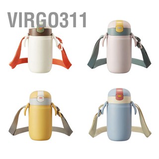 Virgo311 แก้วเก็บความร้อนสแตนเลสพร้อมฝาปิดและหลอดน้ำร้อนเย็นสำหรับการเดินทางของนักเรียน