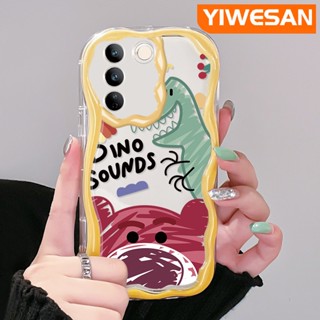 เคสโทรศัพท์มือถือแบบนิ่ม ใส กันกระแทก ลายการ์ตูนไดโนเสาร์ และหมี สีมาการอง หลากสี สําหรับ vivo V27 Pro 5G V27E 5G S16 Pro 5G S16E 5G