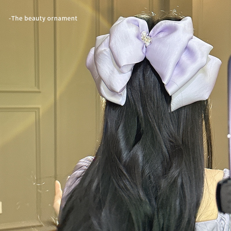 2023 ขายร้อน Gypsophila Streamer Gauze Bow Grab Clip Female - รูปที่ 3