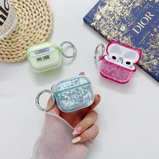 เคสหูฟังบลูทูธ แบบใส แต่งกลิตเตอร์ฟอยล์ สีเงิน พร้อมแหวนนิ้ว สําหรับ Airpods 1 2 3 Airpods pro Airpods pro 2