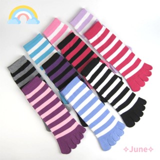 June รองเท้าแตะ ลายทาง หลากสี สุ่มสี แฟชั่น สําหรับผู้หญิง 3 6 คู่