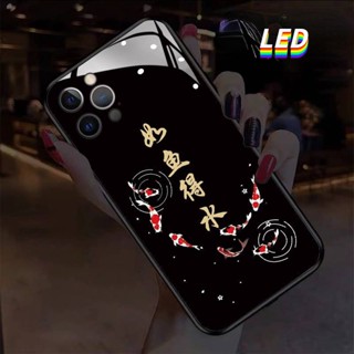 Mg เคสโทรศัพท์มือถือแบบแก้ว มีไฟกระพริบ LED ลายปลา สําหรับ Huawei P30pro nova9pro honor50pro nova10pro P40pro+ nova8pro mate30Epro nova7pro P40lite P50proplus mate40E 30pro