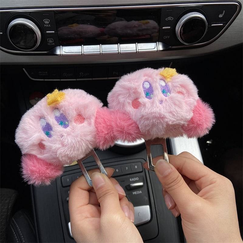 Plush Kirby Cute Car Safety Plug with Lock Stopper Bayonet Car Extension Holder Clasp GMjS