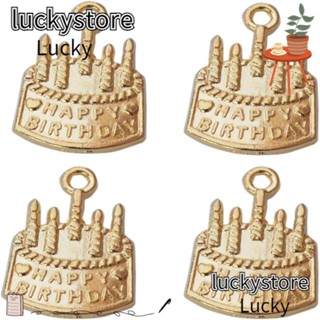 Lucky จี้เค้ก โลหะผสมสังกะสี สีเงิน สีบรอนซ์ แฮนด์เมด