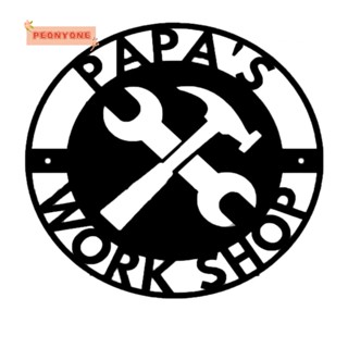 Doublepeony ป้ายสัญลักษณ์ Papas Workshop สีดํา สําหรับตกแต่งผนัง งานแต่งงาน ย่า