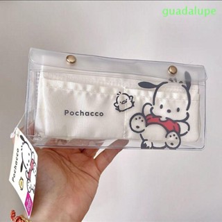 Guadalupe กระเป๋าเครื่องเขียน กระเป๋าดินสอ PVC ลายการ์ตูน Pochacco น่ารัก สีโปร่งใส สไตล์เกาหลี สําหรับเด็ก