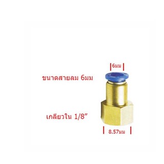 ข้อต่อลม ข้อต่อนิวเมติก ข้อต่อเกลียวใน 1/8 เสียบสาย 6mm (มิลลิเมตร)