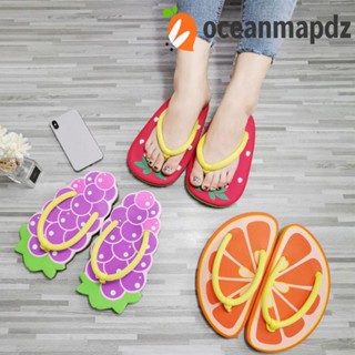 Oceanmapdz รองเท้าแตะฟลิปฟลอป ลายผลไม้ สับปะรด แครอท ส้ม กันน้ํา แฟชั่นวันหยุด