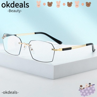 Okdeals แว่นตาอ่านหนังสือ ป้องกันแสงสีฟ้า สไตล์วินเทจ เรียบง่าย สําหรับสํานักงาน