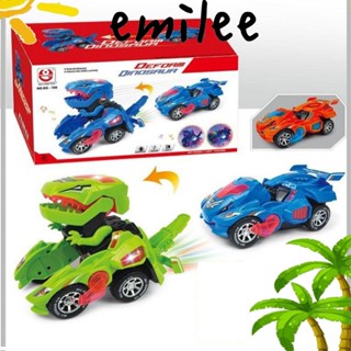 Emilee รถยนต์ไดโนเสาร์ไฟฟ้า LED สเปรย์ไฟ T-Rex Chariot ของเล่น