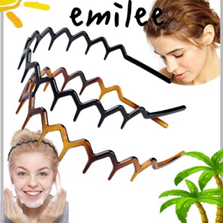 EMILEE Zigzag ที่คาดผม หวีกว้าง ด้านข้าง สําหรับผู้หญิง ผู้ชาย สําหรับล้างหน้า