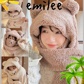 Emilee หมวกบีนนี่ ขนเฟอร์เทียม ลายหมีน่ารัก ฤดูหนาว สําหรับผู้หญิง