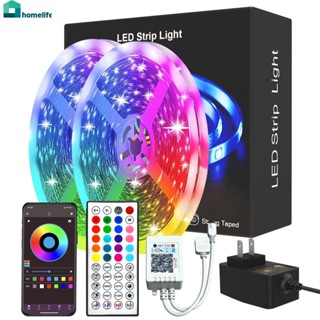 บลูทูธสมาร์ท App เพลงซิงค์เปลี่ยนสี RGB Led Light Strip พร้อมรีโมทและอะแดปเตอร์ไฟ,ไฟ Led สำหรับห้องนอนตกแต่งบ้านปาร์ตี้เทศกาลบ้าน home