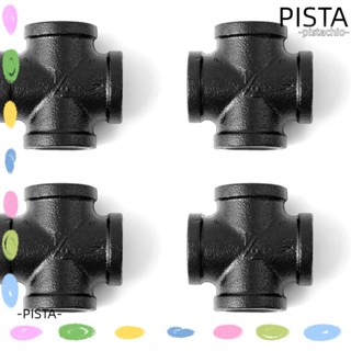 Pista ข้อต่อเชื่อมท่อเหล็ก 4 ทาง DN15 1/2 นิ้ว สีดํา สําหรับเฟอร์นิเจอร์ 4 ชิ้น