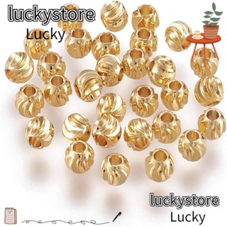 Lucky ลูกปัดสเปเซอร์ ทองเหลือง ชุบทอง 14K 5 มม. สําหรับทําเครื่องประดับ สร้อยคอ DIY 100 ชิ้น