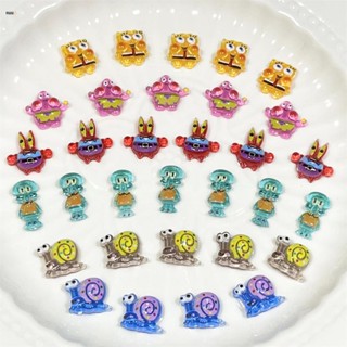 ตามมาตกแต่งเล็บ Spongebob Squarepants Star Cartoon Nail Art เครื่องประดับสามมิติ Cute Crab Boss Octopus Nail Decoration nuuo