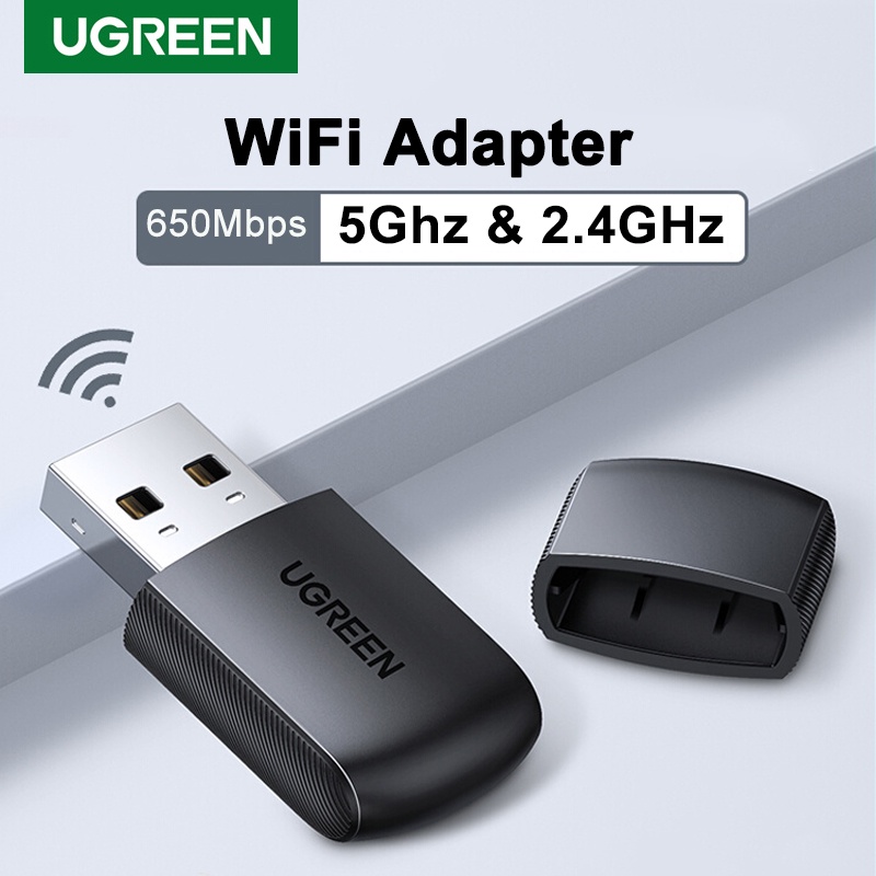 Ugreen อะแดปเตอร์รับสัญญาณอีเธอร์เน็ต Wifi 650Mbps 5Ghz&2.4GHz Dual-Band USB สําหรับเสาอากาศแล็ปท็อป PC