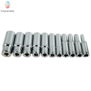 【TRSBX】Hex Socket Deep Sockets Hexagon Lengthened Socket Wrench Head 1/4inch 11pcs 50mm