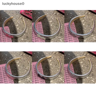 Luckyhouse0^^ ที่คาดผม ผ้าปีกกว้าง ลายตัวอักษร พร้อมเทป สีเงิน หรูหรา สไตล์เกาหลี สําหรับผู้หญิง