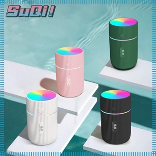 Suqi เครื่องทําความชื้นในรถยนต์ แบบพกพา USB พร้อมตัวกระจายกลิ่นอโรมา LED