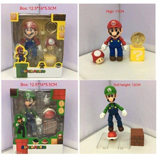 Shf ภาพยนตร์ Super Mario Bros Luigi face โมเดลตุ๊กตาฟิกเกอร์แอนิเมชั่น เปลี่ยนหน้าได้