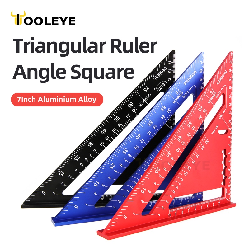 ไม้ฉากสามเหลี่ยมอลูมิเนียม 7 Inch Triangle Ruler สำหรับงานไม้ วัดมุม ตีเส้น และช่างไม้
