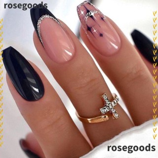 Rosegoods1 เล็บปลอม หัวเหลี่ยม กันน้ํา ยาวปานกลาง สําหรับผู้หญิง