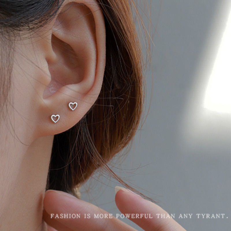 We Flower ชุดเครื่องประดับ ต่างหูเม็ดเดี่ยว เงิน S925 ประดับเพทาย รูปหัวใจ สีดํา สําหรับผู้หญิง 3 ชิ้น - รูปที่ 3