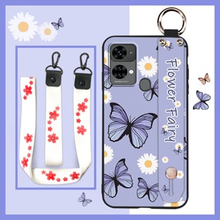 Lanyard flower Phone Case For Oukitel C33 Durable protective Kickstand Oil Painting Anti-dust ring Fashion Design Back Cover