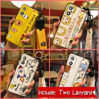 Lanyard Cartoon Phone Case For Itel A18/Tecno POP6C Wrist Strap Shockproof Phone Holder Dirt-resistant Anti-knock Kickstand