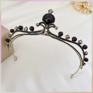 Tiaras มงกุฎโลหะผสมสังกะสี สีดํา เครื่องประดับผม สําหรับผู้หญิง งานแต่งงาน งานเลี้ยงอาหารค่ํา junshaoyipin.th