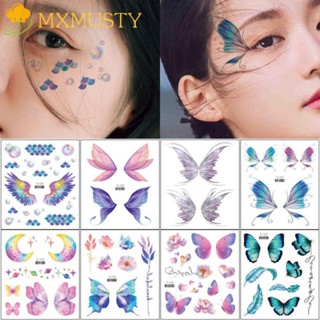 Mxmusty สติกเกอร์รอยสัก ลายกลิตเตอร์น่ารัก กันน้ํา สีสันสดใส