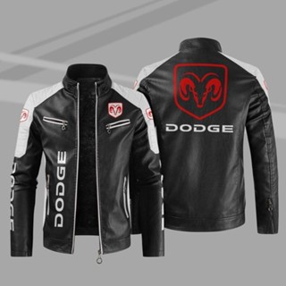 เสื้อแจ็กเก็ตหนัง แขนยาว กันฝน กันลม ลายโลโก้ Dodge ram สําหรับคนขับรถยนต์