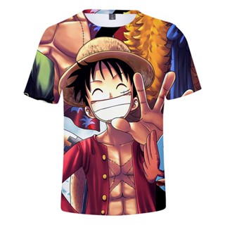 ใหม่ เสื้อยืดลําลอง แขนสั้น พิมพ์ลายการ์ตูนอนิเมะ One Piece Snmmer สําหรับผู้ชาย