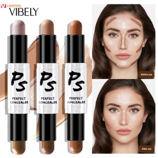 Vibely Contour Stick แบบสองหัว Stereo Shaping Natural Traceless Double-color High-gloss Brightening Cosmetics veemm