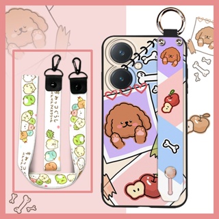 Lanyard Anti-dust Phone Case For VIVO Y27 4G Cute Shockproof Phone Holder Kickstand protective Waterproof Silicone Durable