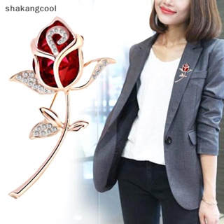 Shakangcool เข็มกลัด รูปดอกกุหลาบ สีแดง เครื่องประดับแฟชั่น สําหรับผู้หญิง งานแต่งงาน ปาร์ตี้ SGL