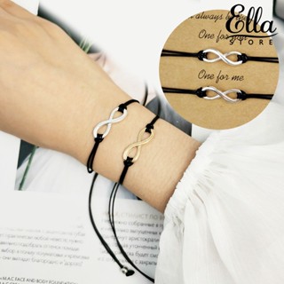 Ellastore123 สร้อยข้อมือเชือกถัก แฮนด์เมด ปรับได้ ของขวัญวันเกิด สําหรับผู้ชาย และผู้หญิง 1 คู่