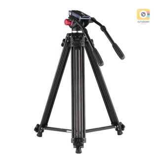 Andoer Professional Aluminum Alloy Video Camera Tripod with Dual Handled Fluid Hydraulic Head for    DSLR Camera Camcorder Max Height 180cm/72" Max Load 8kg