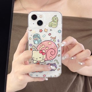 เคสโทรศัพท์มือถือ Tpu นิ่ม แบบใส ป้องกันเต็มจอ ลายการ์ตูนคิตตี้ แมว แต่งกลิตเตอร์ สีขาว พร้อมขาตั้ง สําหรับ iPhone 11 14 13 12 Pro Max