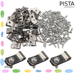 Pista คลิปหนีบสายเคเบิล สเตนเลส รูปตัว R พร้อมสกรูเหล็ก 100 ชิ้น