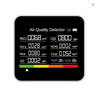 Spellbeautiful 9 in 1 เครื่องตรวจจับคุณภาพอากาศ CO2 CO2 CO TVOC HCHO PM2.5 PM1.0 PM10 พร้อมฟังก์ชั่นเตือนภัย สําหรับบ้าน ออฟฟิศ รถยนต์