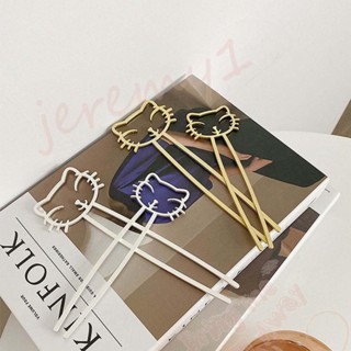 Jeremy1 ที่ติดผม รูปแมว น่ารัก มินิมอล ผู้หญิง ง่ามกลวง ส้อมผมฝ้า